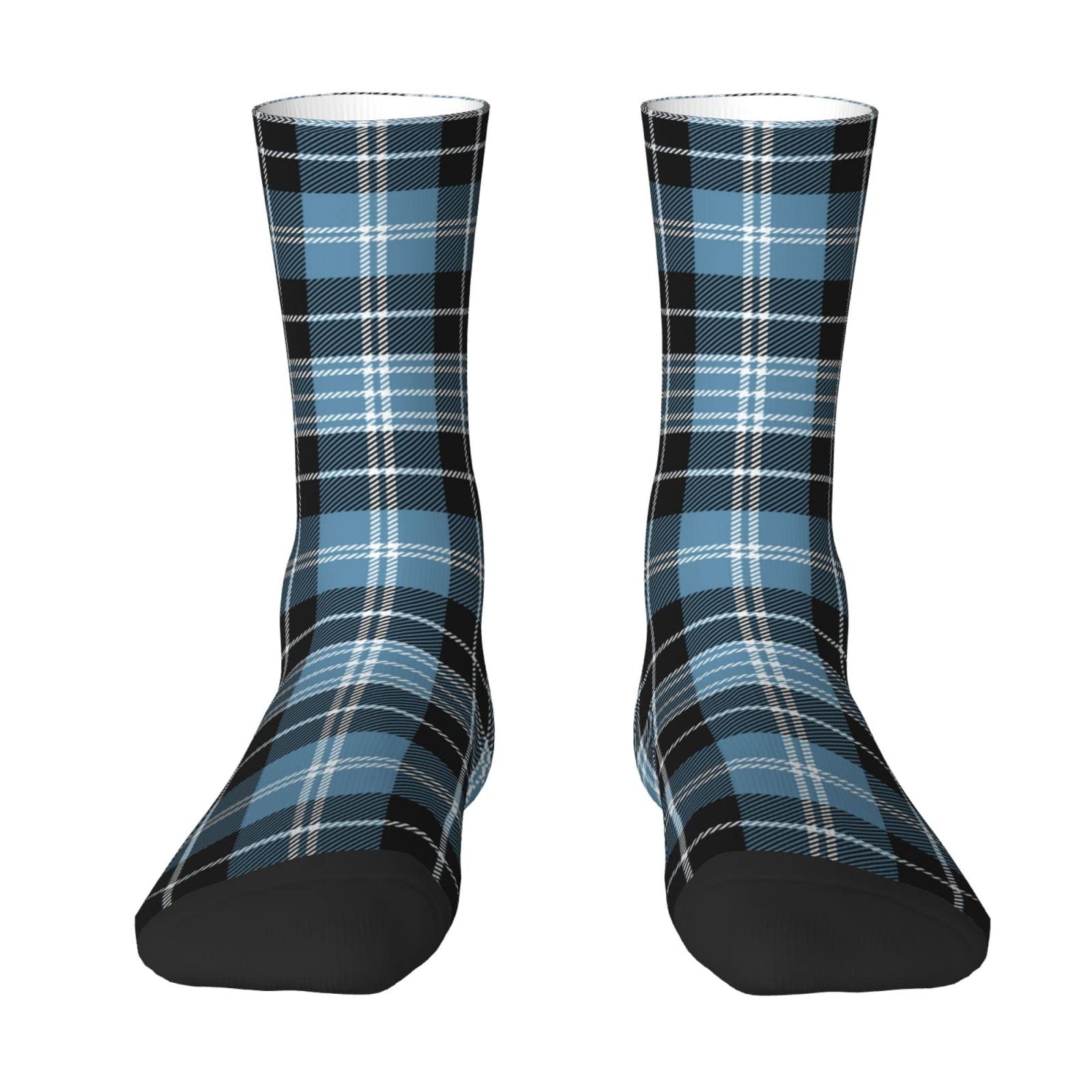 Oudrspo Scottish Clan Clark Tartan Plaid Men & Women Crew Socks,Tartan Plaid Novelty Fashion Casual Crew Tube Sock Athletic Sports Dress Socks