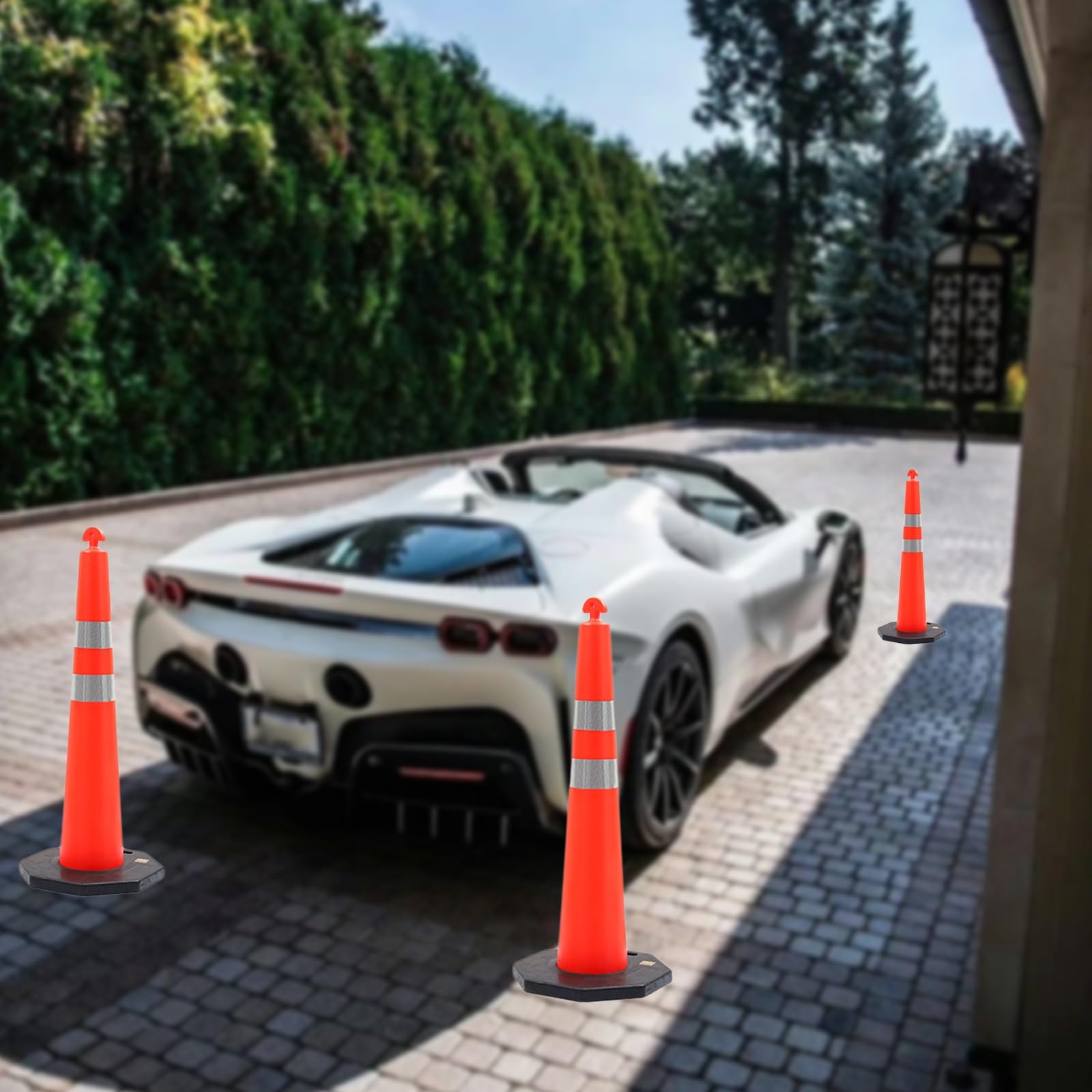 Paletti Delimitazione di Traffico Dissuasori di Sicurezza 4 Pezzi Set di Pali di Sostegno in Plastica per La Costruzione