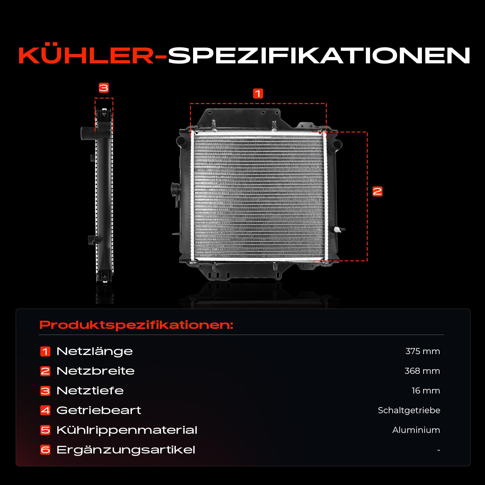 ATEC Germany 1 X Engine Radiator Water Cooler Compatible With Opel Astra F (T92), Astra G (F35) (T98) Zafira A (T98