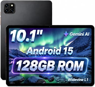 Callsky-Tab Tablet 10 Inch Android 15 Tablet, 12GB RAM +128GB ROM | 1280x800 IPS display, Octa-core, Widevine L1, WiFi 6 & Bluetooth 5.4, Dual Cameras, Dual Speakers, 6000mAh Battery