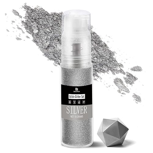 Luster Dust - Juego de 5 polvos comestibles de grado alimenticio en botella de spray (plateado)