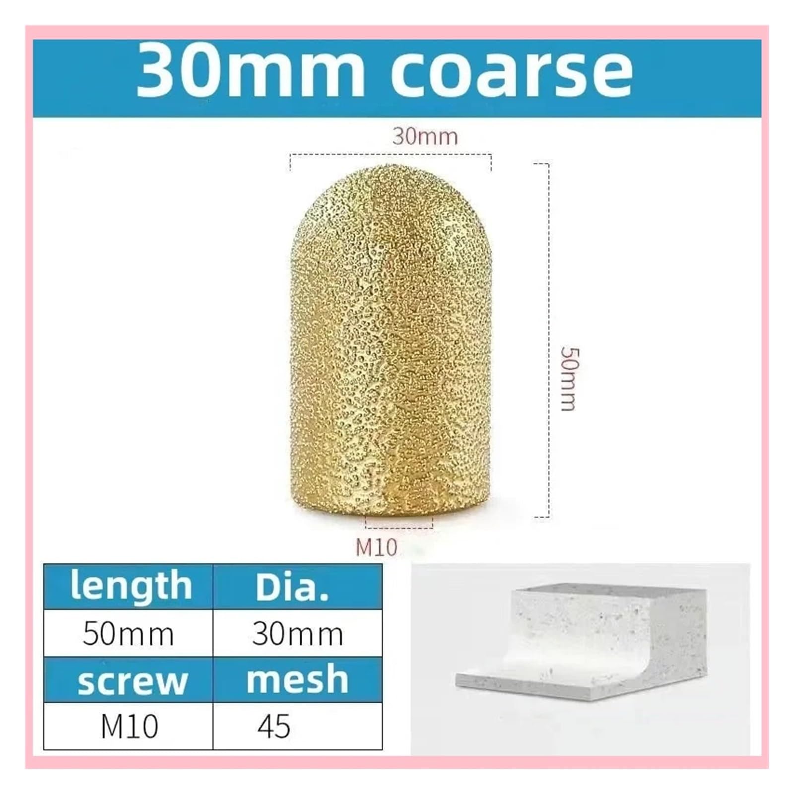 Ściernica diamentowa palcowa - 20/30 mm lutowany frez przeciwwodny do projektów z kamienia 1 szt.(D30mm Coarse)