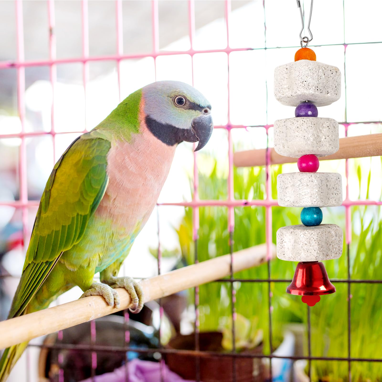 2 Pezzi Giocattolo Da Masticare per Uccelli, Giochi per Pappagalli, Giochi Pappagalli Giocattolo Molare in Pietra Minerale, Accessori per Gabbie, Giocattoli per Cacatua, Pappagallini