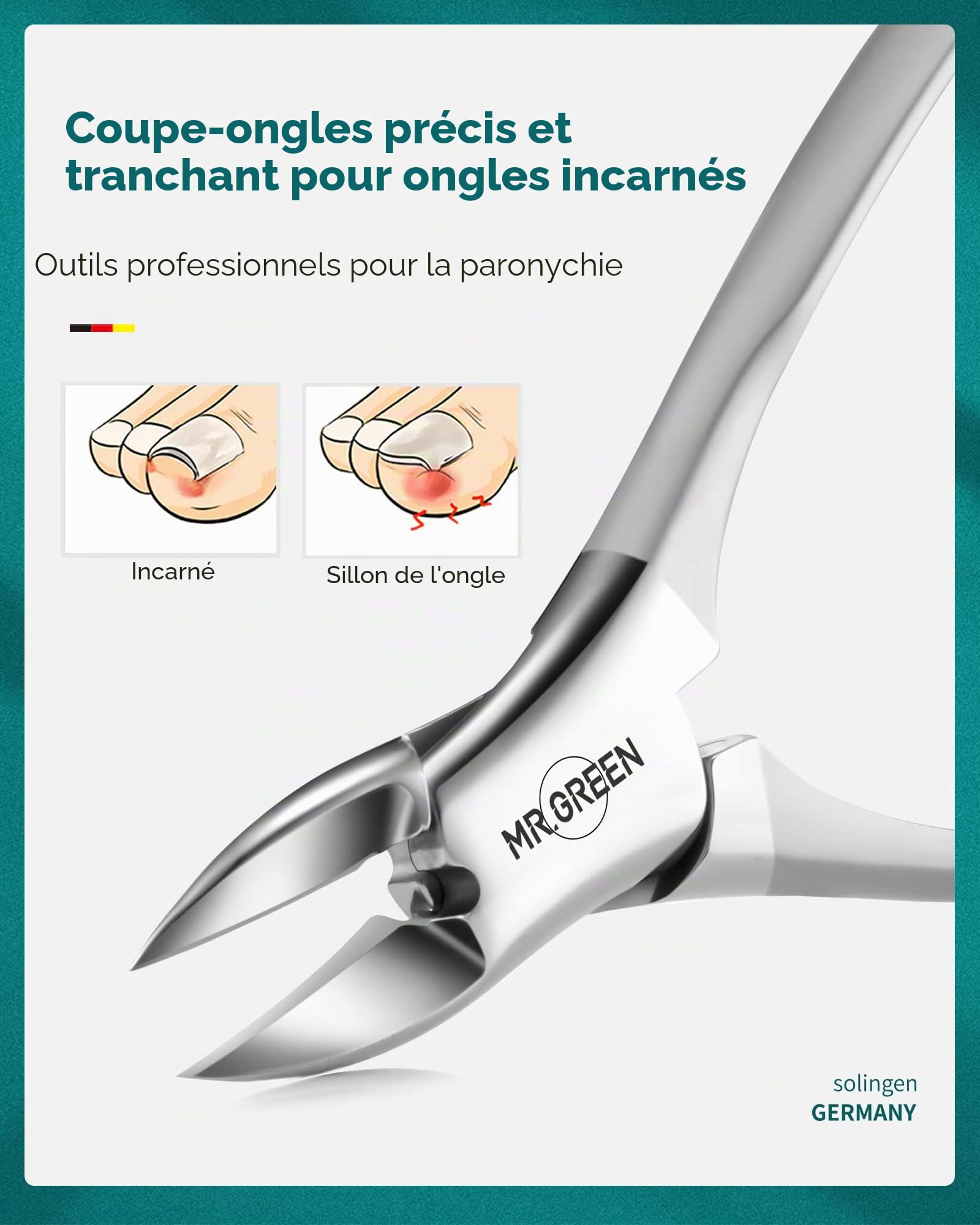 MR.GREEN Kit de manucure et pédicure 9 en 1, coupe-ongles en acier inoxydable allemand, anti-éclaboussures, coupe-ongles très résistant, outils professionnels de soins des ongles avec étui en cuir