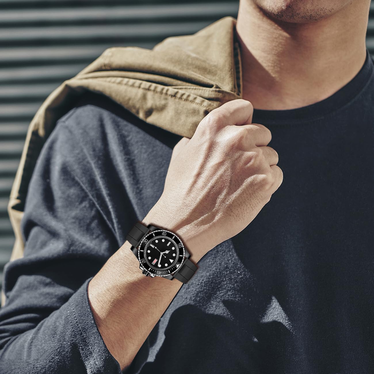 Kai Tian Correa de reloj de silicona TPU de 20 mm para hombres y mujeres, correa de reloj de caucho fluorado con cierre desplegable clásico