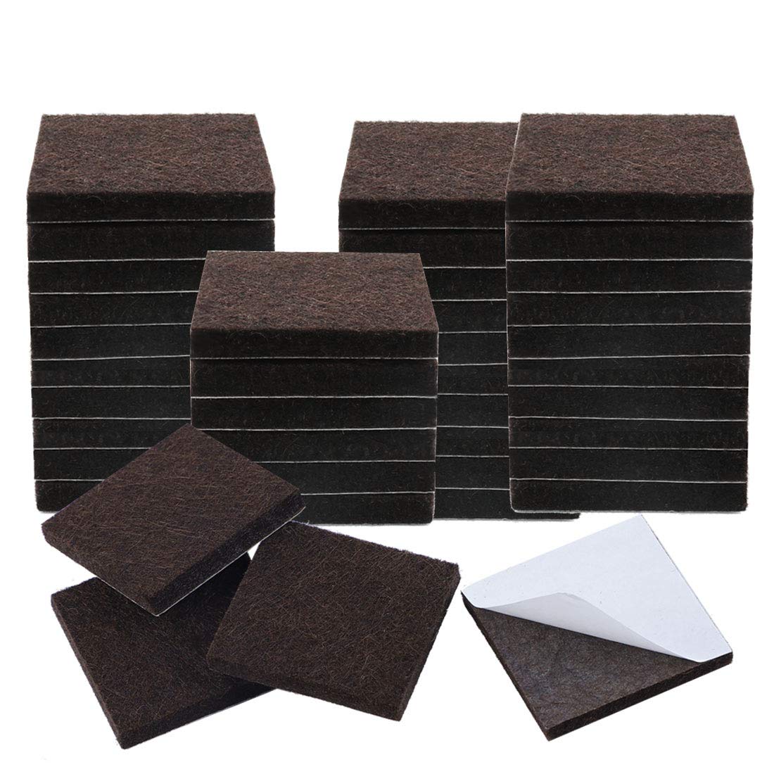 Patins de meubles carrés en feutre marron foncé uxcell 3,8 cm x40