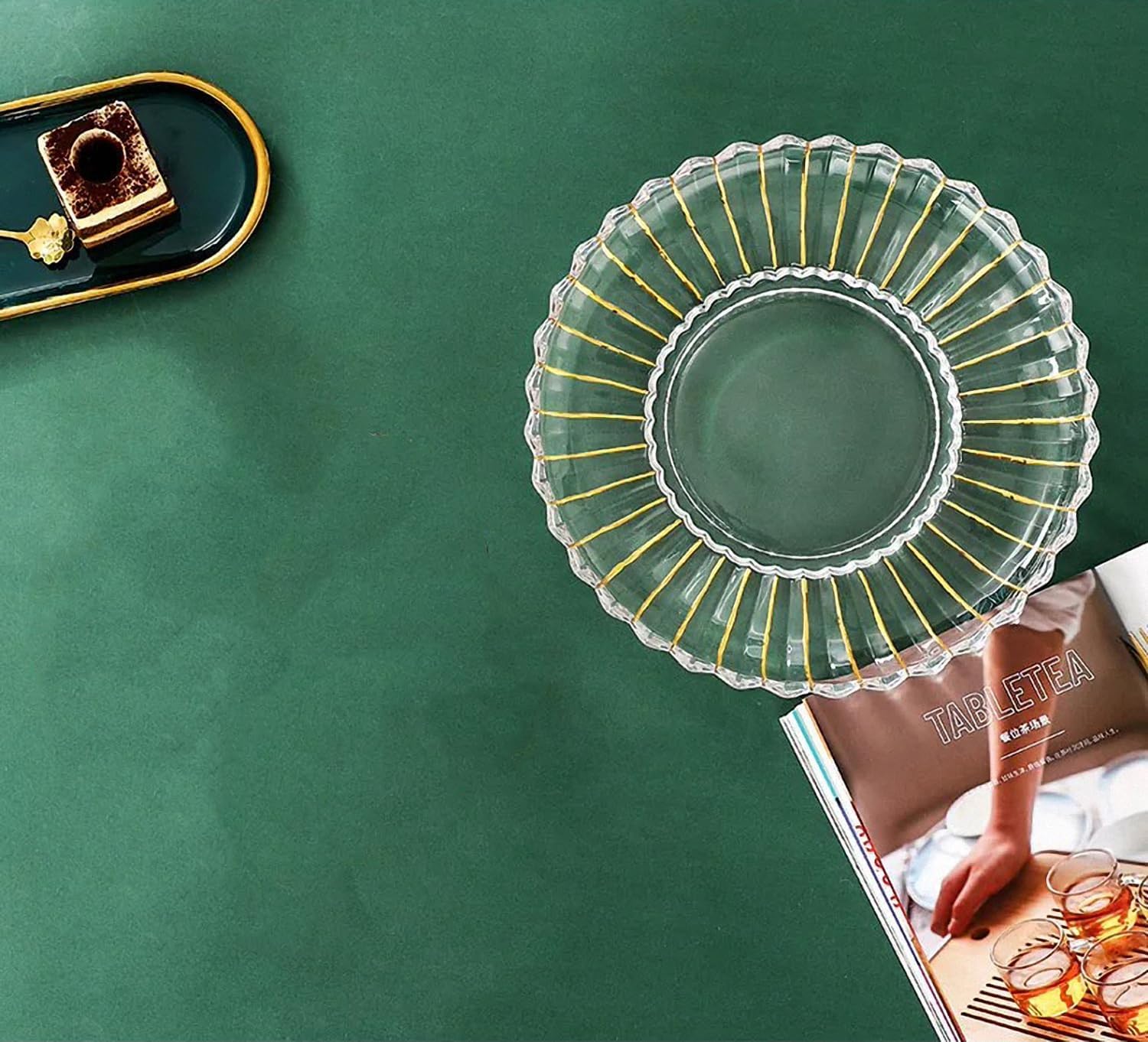 MAGCOLOR Hand painted Gold Round Crystal Glass Fruit Bowl-8.7inch Diameter, Footed Bowl,Elegant Decorative Fruit/Candy Bowl. - Image 8