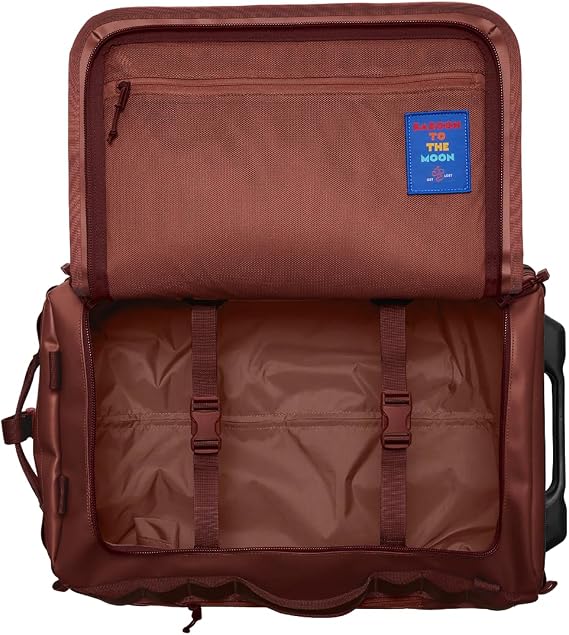 Baboon to the Moon 35L スモール 新型ゴーバッグローラー キャスターとハンドル付き | 旅行用ダッフルバッグ、車輪付き荷物、ローリングスーツケース、旅行荷物、車輪付きスーツケース ブラックチェリー