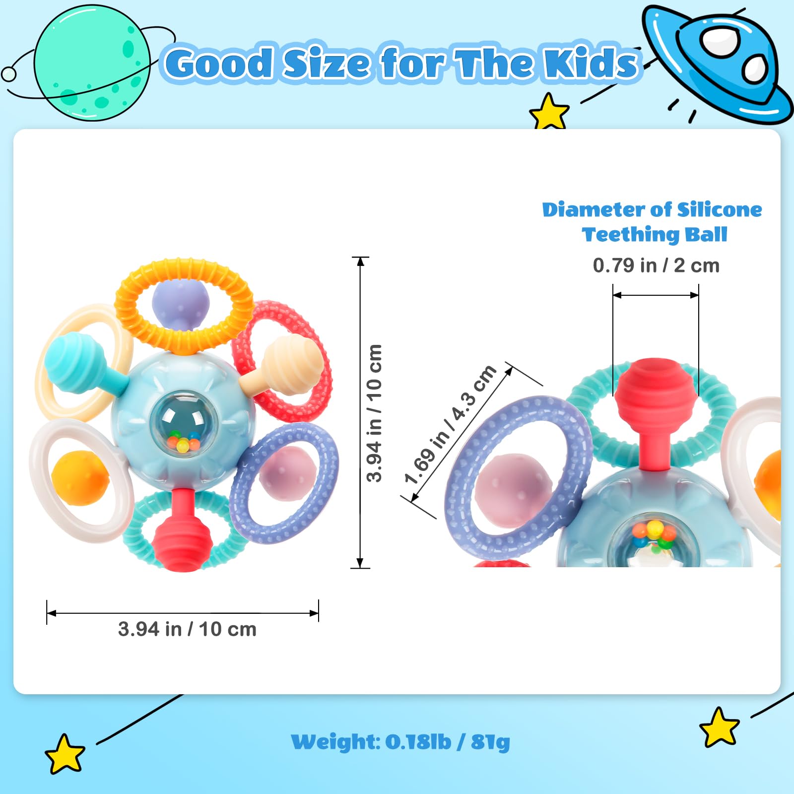 Juguetes de dentición para bebés de 0 a 6 a 12 meses, mordedor de silicona de grado alimenticio sin BPA, juguetes sensoriales para masticar, regalos para bebés recién nacidos, niños y niñas de 2
