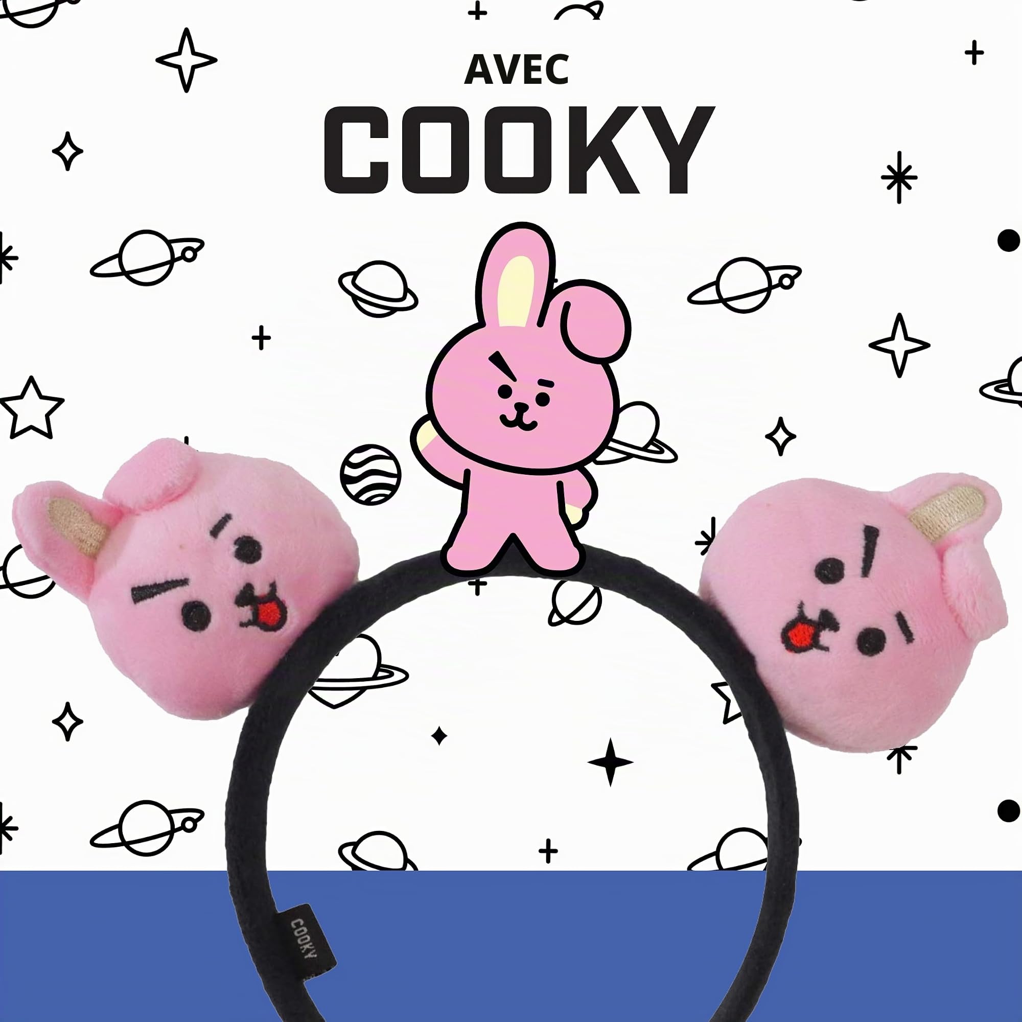 Concept One BT21 Line Friends Bandeau brodé en peluche 3D pour femme, COOKY, taille unique