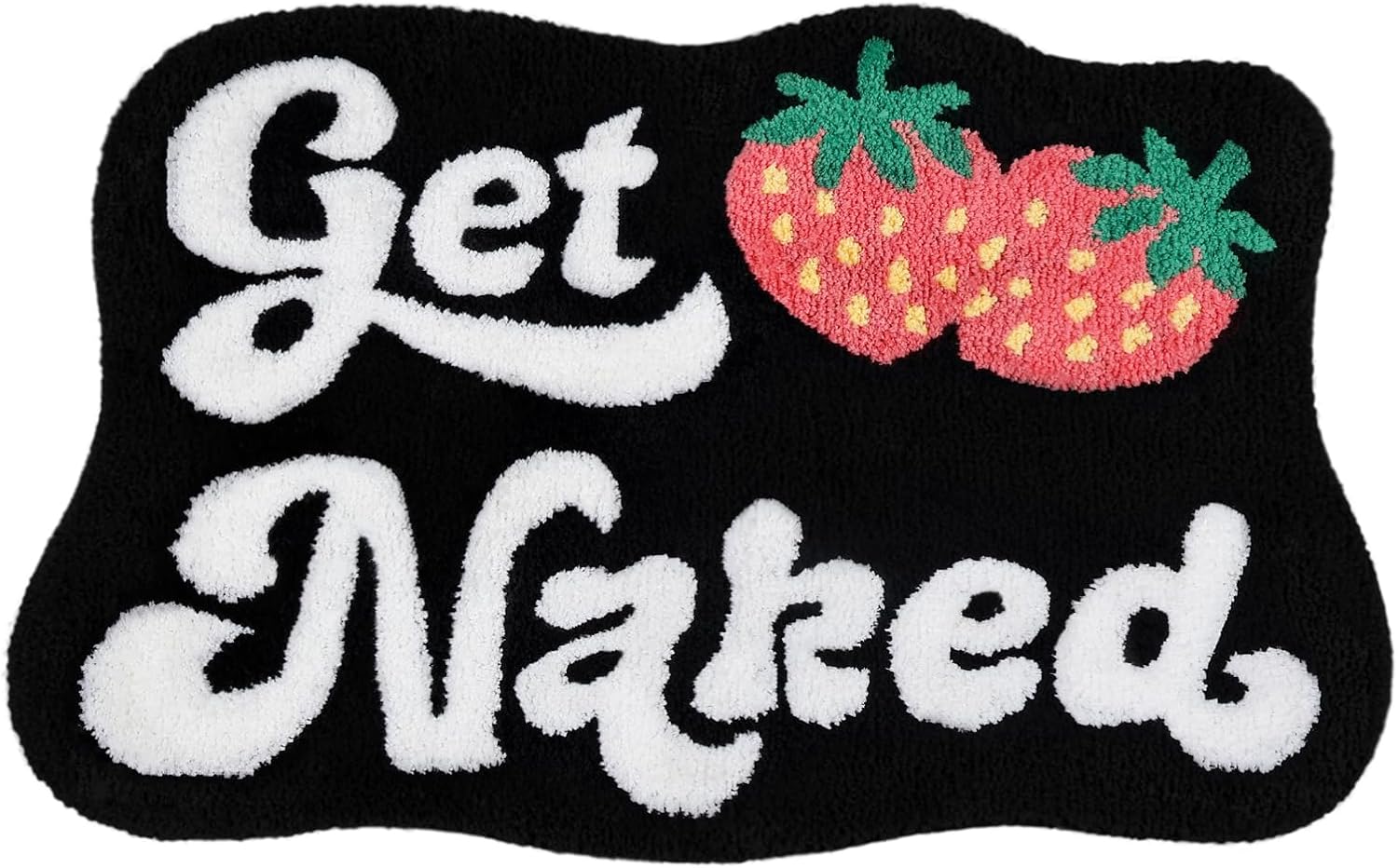 Get Naked Bathroom Rugs, Soft Thick Microfiber Rug, Funny Cute Pink Strawberry Bath Mats, 20"x32" Water Absorbent Non Slip Washable Mat