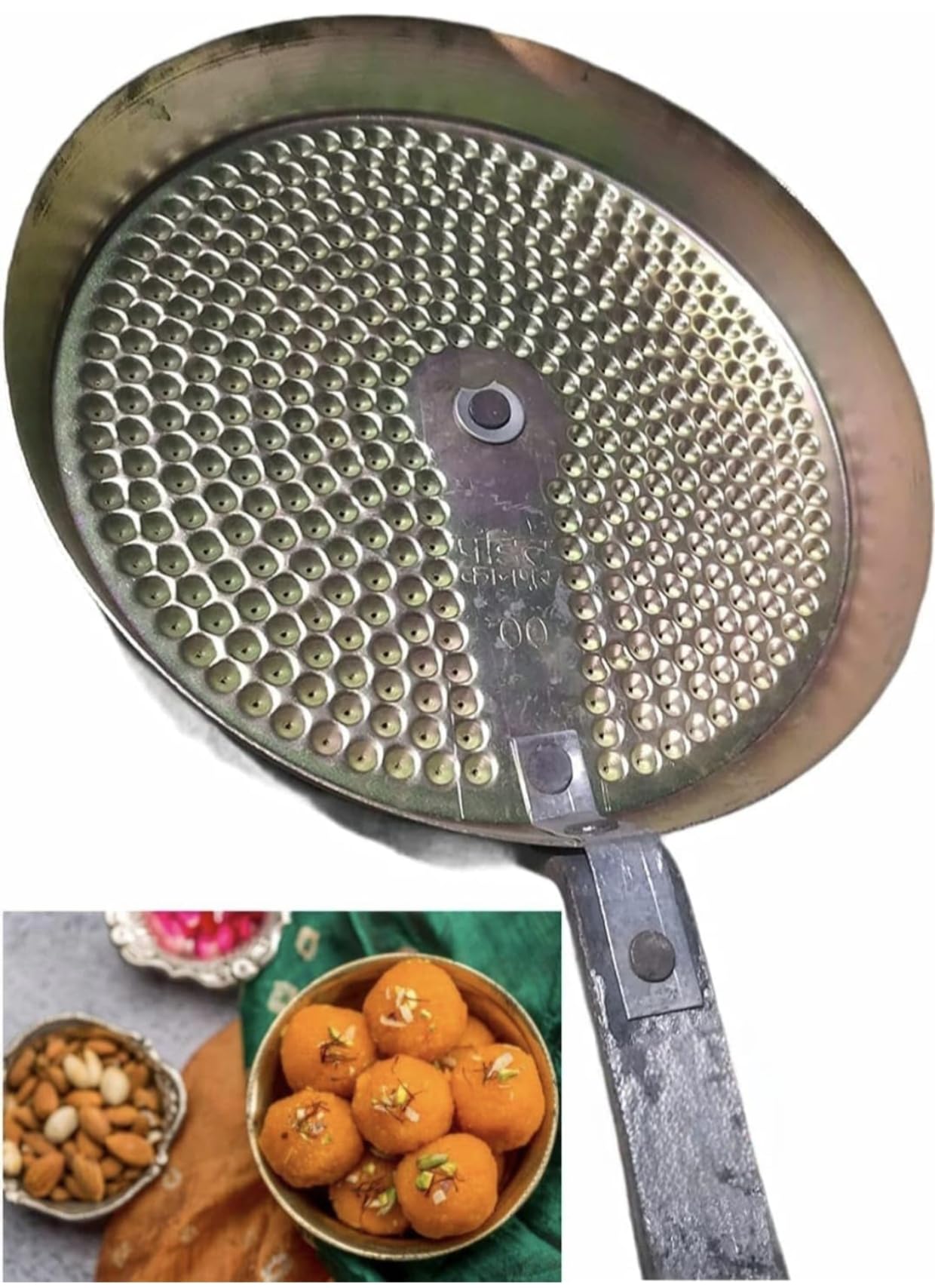 Original Commercial (Hole Size no. 2 Motichoor) Laddu Jhara, Laddo Boondi Jhara Pandit Kanpur Chatto Heavy Weight Jhara Strainer (Iron Utensil) 4