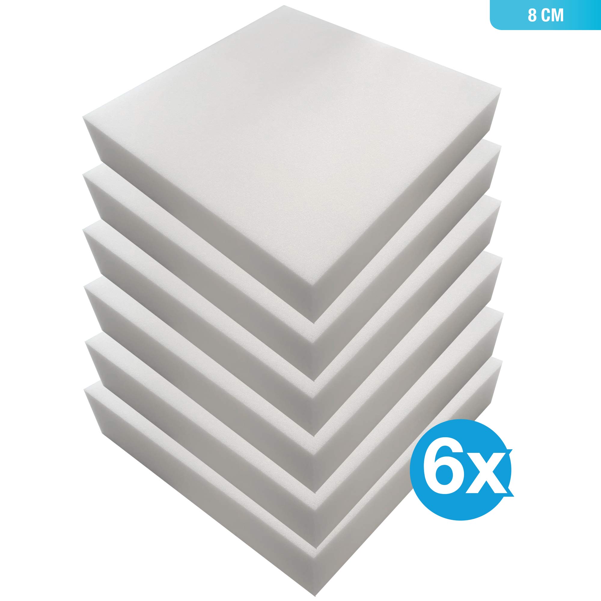 PUR-Schaumstoffplatte RG 35 / SH 5,0 / Stärke 8 cm Stark (50 x 50 cm (6er Set))