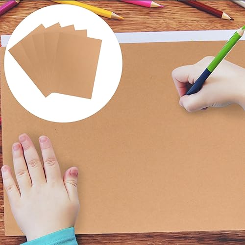 Miniatura 8 de SEWACC Brown Kraft Paper 5 Sheets Hard Painting Papers A4 Blank Card Stock Letter Drawing Papers Cardstock Thick Paper for Shipping DIY Art Projects