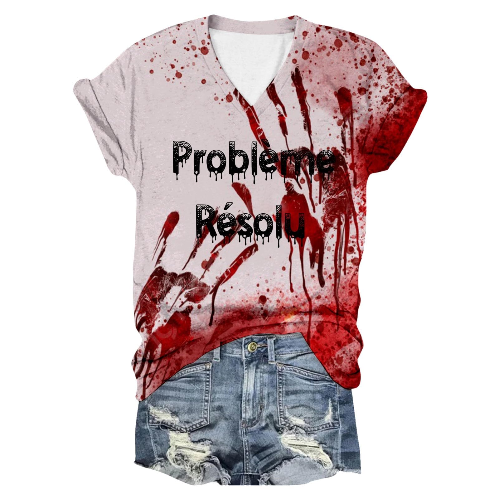 Personalisiertes T-Shirt Damen - Selbst Gestalten Mit Text/Bild V-Ausschnitt