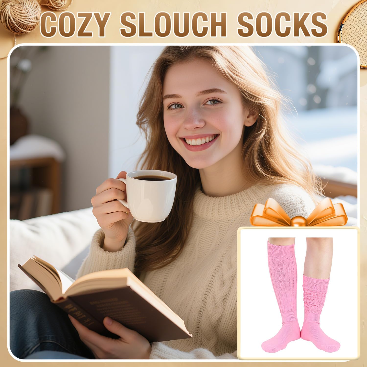 Slouch Socks for Women - Green Purple Long Boot Stack Socks, Orange Yellow Pink Blue Gifts - Image 6