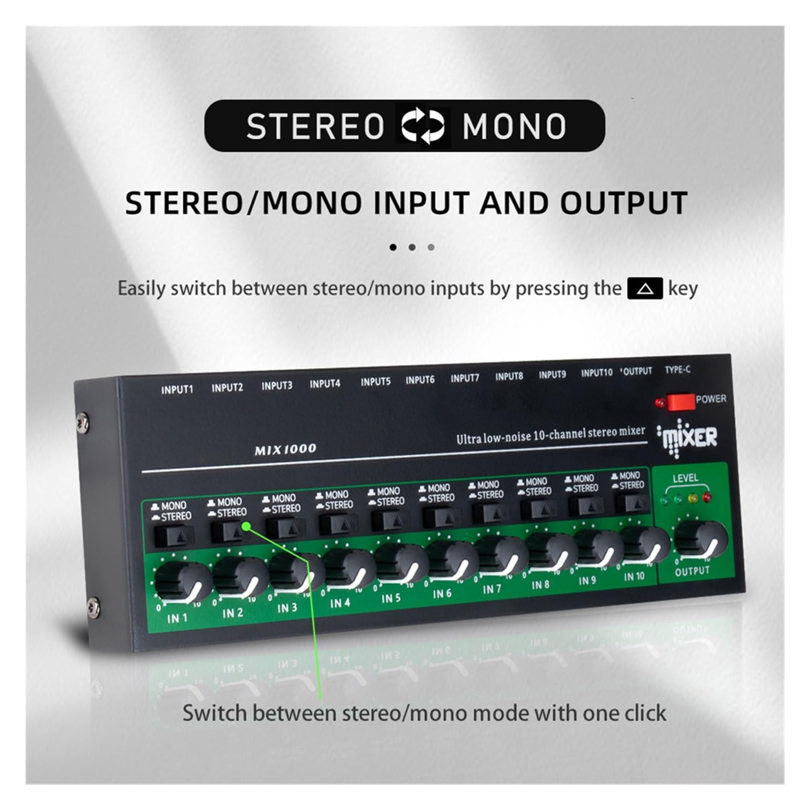 Mikser audio, 10-kanałowy mikser Ultra Low Noise Line Mini dźwięku USB 5V Studio miksery wzmacniacz sygnału do mikrofonów Do studia karaoke