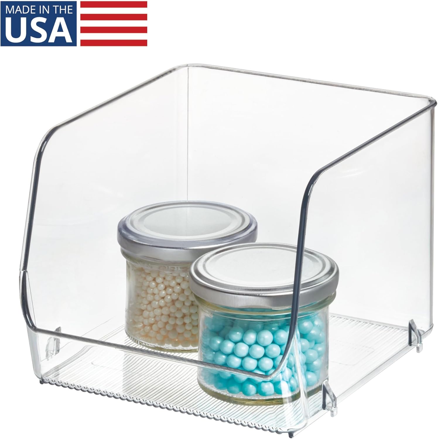 InterDesign iDesign Stackable Open-Front Storage Bins for Kitchen and Pantry Organization - Set of 6 - Clear