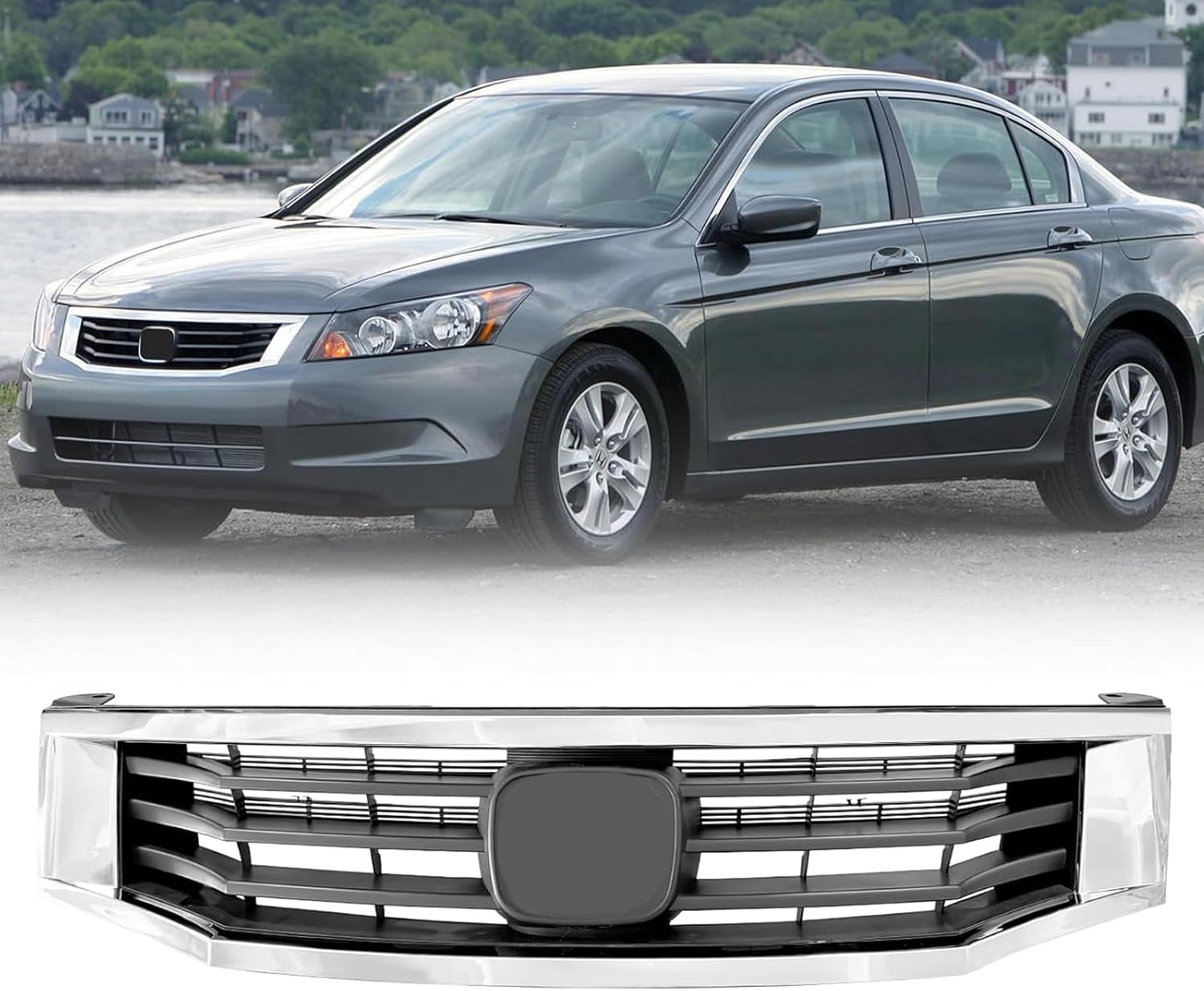 Front Bumper Grille Black With Chrome Mesh Grill For Honda Accord Bumper Upper Grill 2008 2009 2010