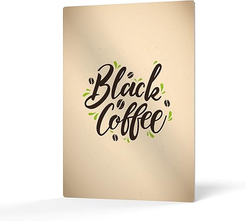 HB Art Design Black Coffee Vintage Style Quote and Coffee Beans Metal Print Wall Art Coffee Bar Decor Coffee Signs Kitchen Wall Decor Dining Room