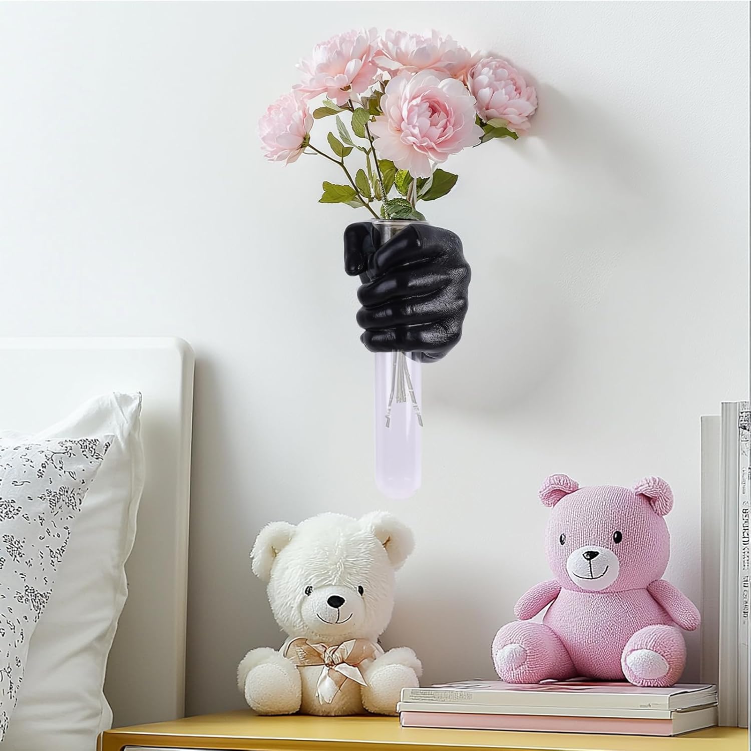 Hand Wall Vase,Black Hand Sculpture for Kinetic Art,Unique Wall Spooky Mounted Planter Decor, Hanging Vase for Unique Decoration in Living Rooms, Entrance and Room,Palmistry vase Statue (Black)