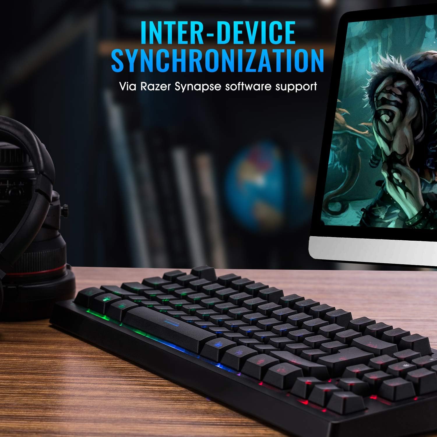 Giixer RGB Gaming Keyboard, TKL Keyboard LED Backlit Illuminated Computer Keyboard USB Wired Membrane Keyboard with Water-Resistant and Adjustable Lighting for PC Laptop Gamers, Black (RGB 87key)