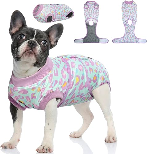 Kuoser Traje de recuperación quirúrgica para perros y gatos, camisa de recuperación con estampado de leopardo para mascotas después de la cirugía