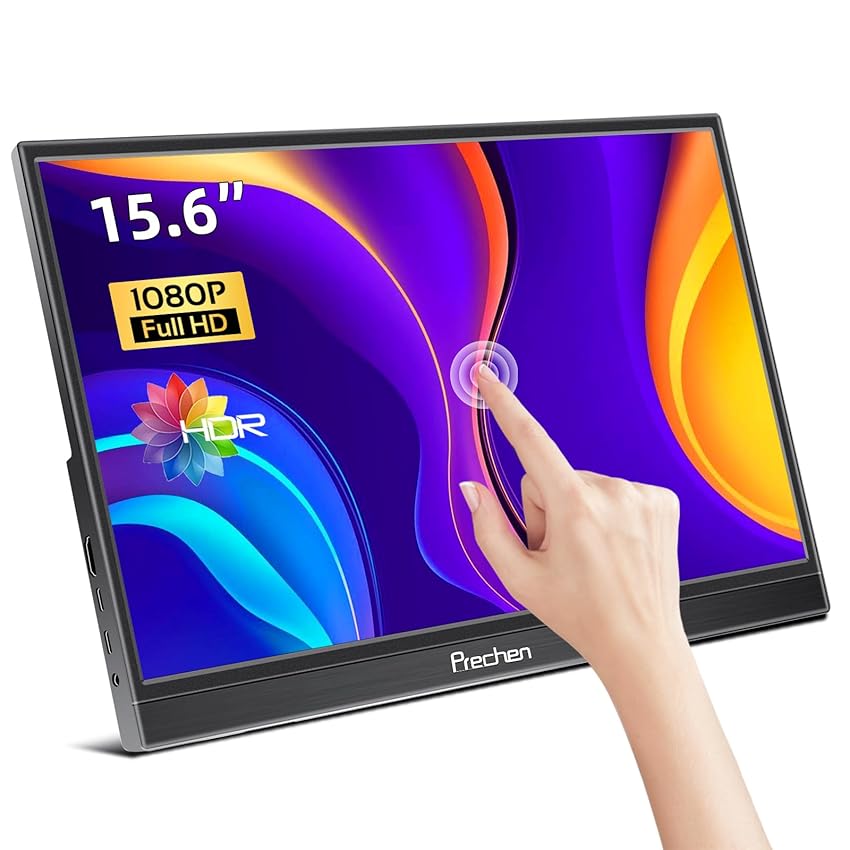 Immagine del prodotto Prechen TouchScreen Monitor Portatile 15.6 Pollici FHD 1080P USB-C per Laptop HDMI Kickstand & Doppio Altoparlante Esterno HDR Computer Schermo per PC Xbox PS4 Switch