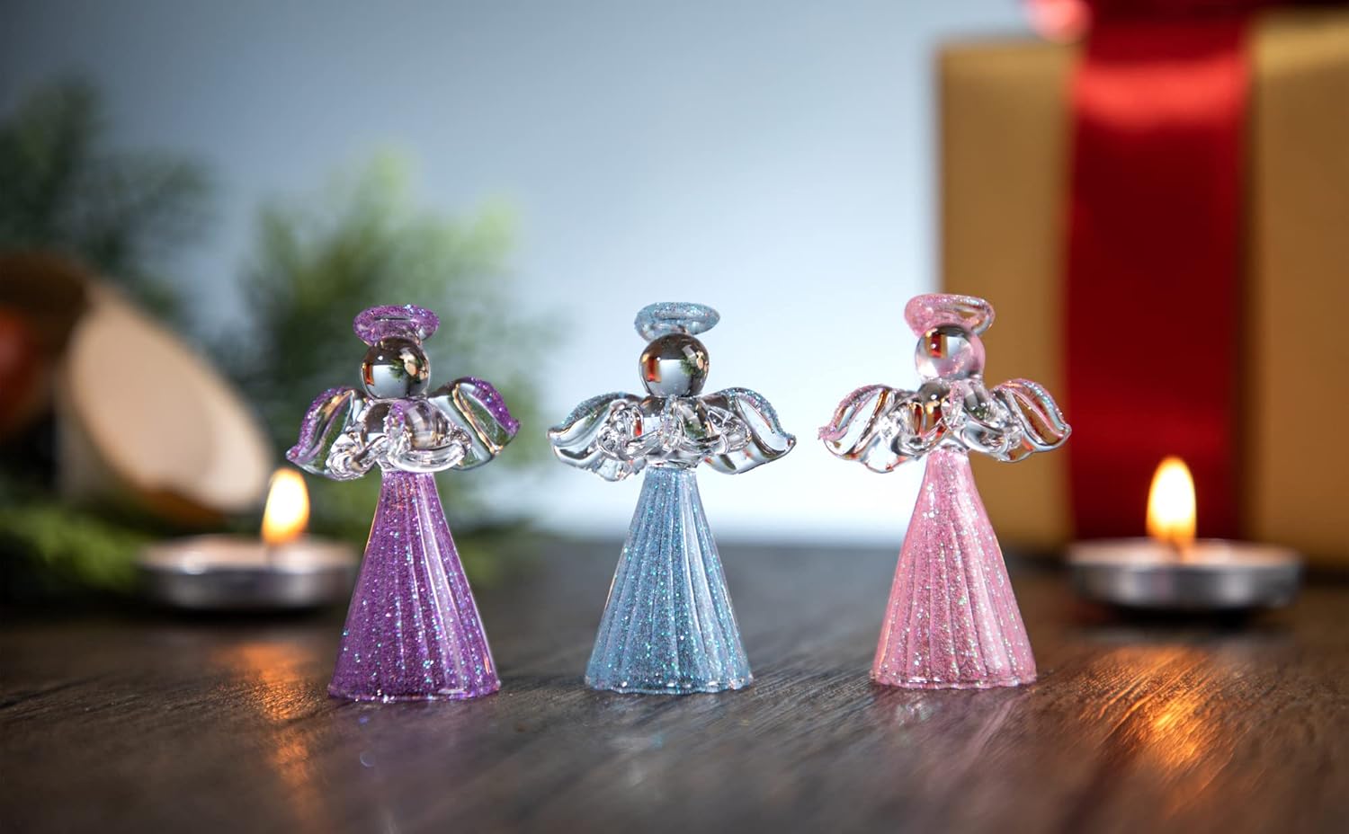 12pcs Glass Gold Angel Ornaments Guardian Angels Christmas Tree Ornaments 2.1" Colorful Mini Hanging Spun Angel for Christmas Season Holiday Decor - Image 6