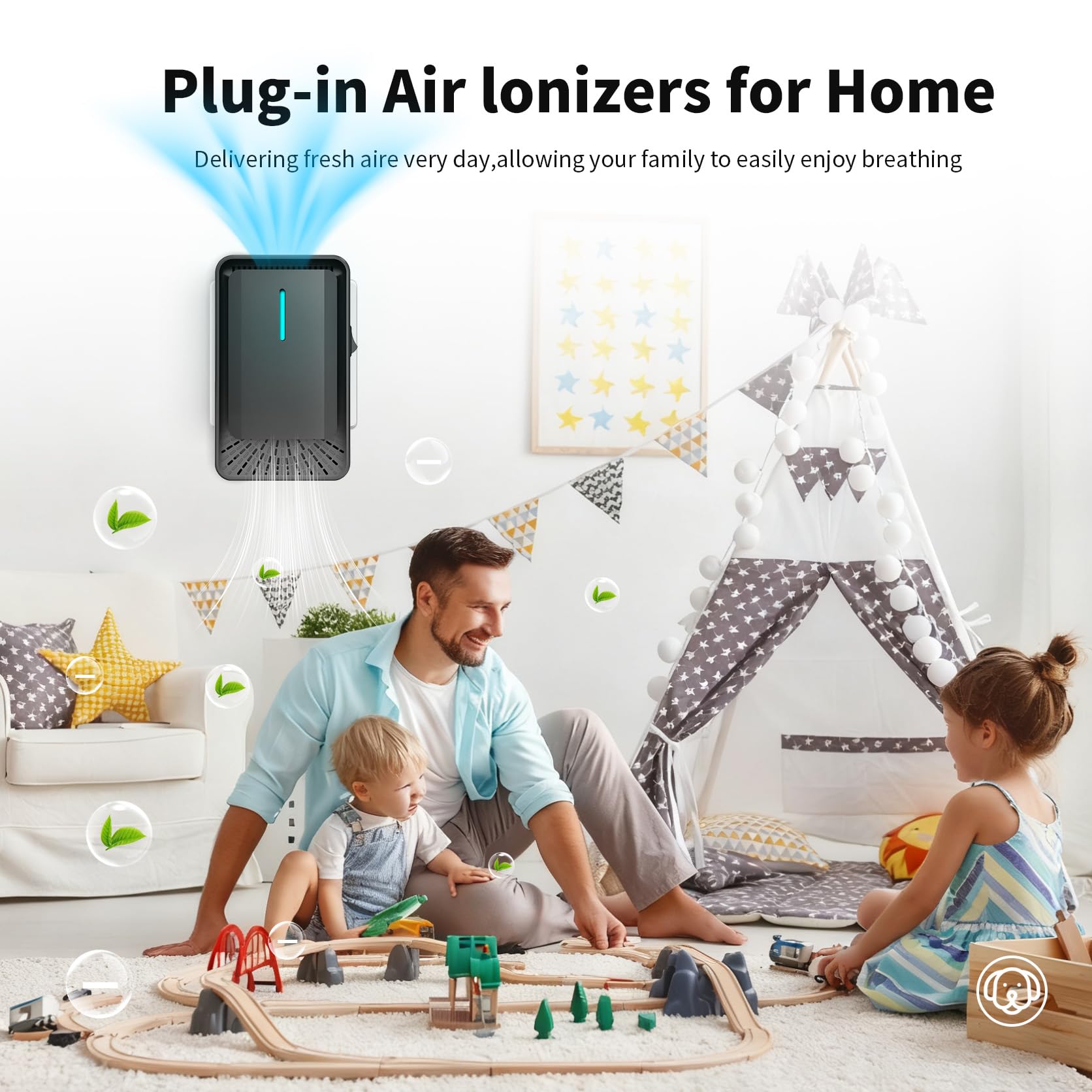 2026 Upgraded Air Ionizers for Home & Dust Mites Plug in Air Purifier with Negative Ion Generator Quiet Odor Eliminator for Bedroom,Office,Kitchen,Portable Air Freshener for Pet Odor,Smoke,Dust,6 Pack — view 3