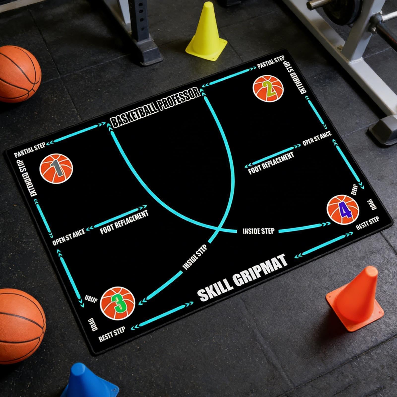 Tappetino Per Allenamento Di Pallacanestro Per Bambini Attrezzature | Tappetino Per Pratica Passi Di Basket Adulti Giocatori Squadre Scolastiche Allenatori Casa Palestr