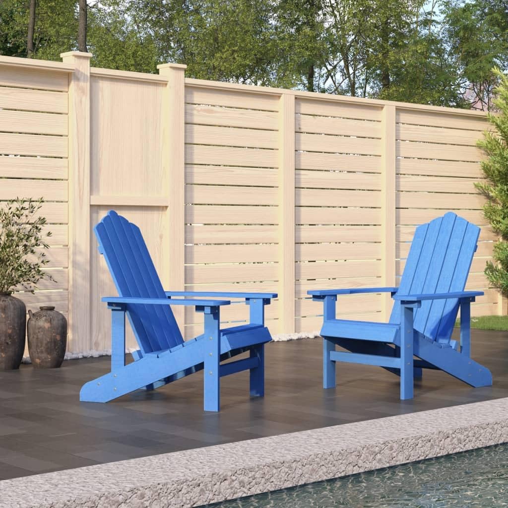vidaXL Adirondack Chairs 2 Pcs, Outdoor Adirondack Chair Weather Resistant for Patio, Lawn Chair for Outdoor Porch Garden Backyard Deck, HDPE Aqua Blue