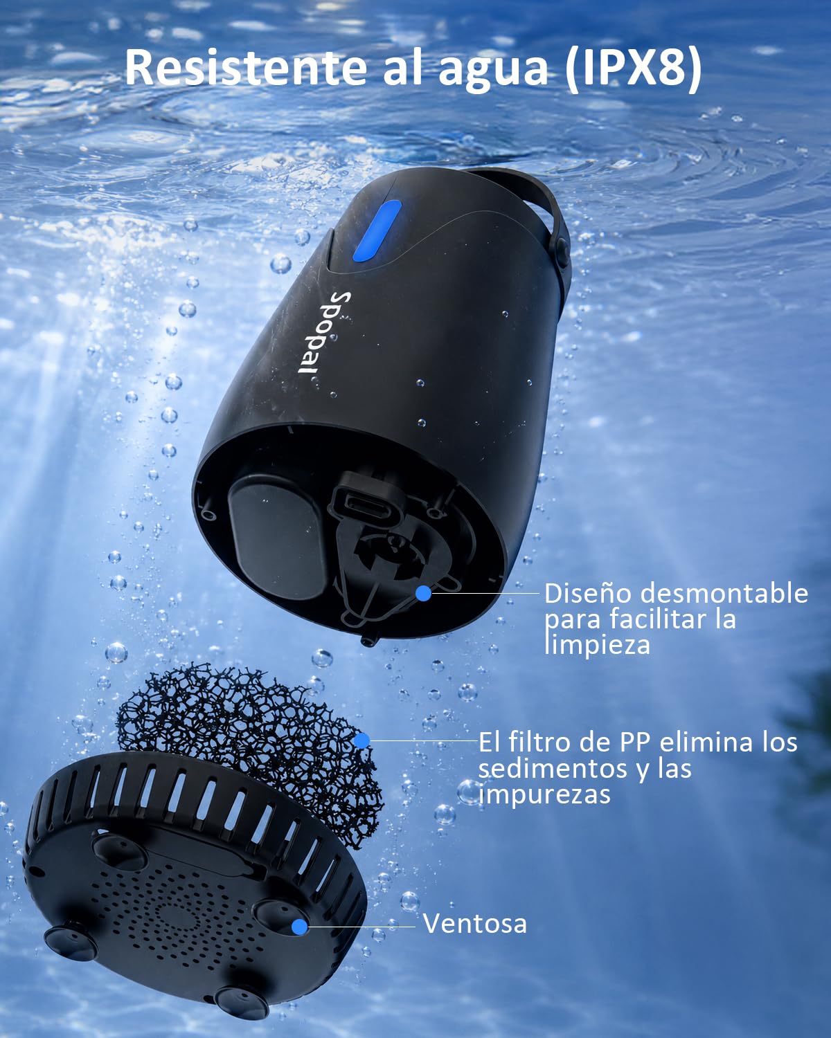 Spopal Ducha Portátil Camping, [8000mAh Batería] [Luz Nocturna] Recargable Ducha Camper, Pantalla Led Inteligente, IPX8 Impermeabilización, 5 Velocidades, para Camping, Viajes, Mascota Limpia