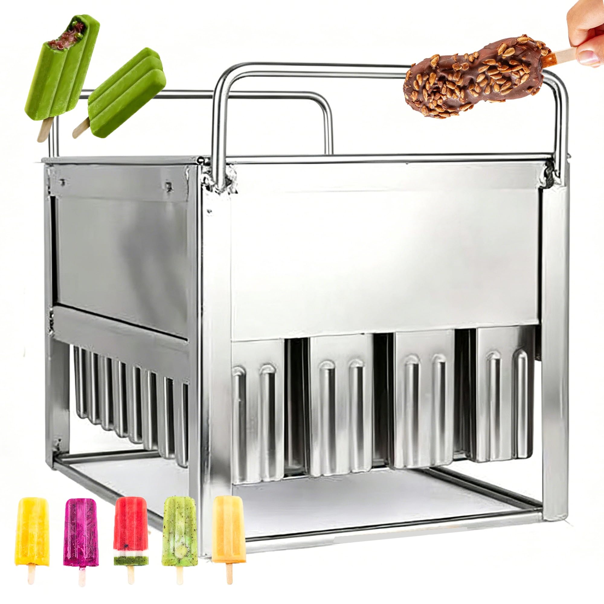 Juego de moldes de acero inoxidable para paletas, 40 moldes reutilizables para helados, para hacer yogurt y helados, postres de cocina