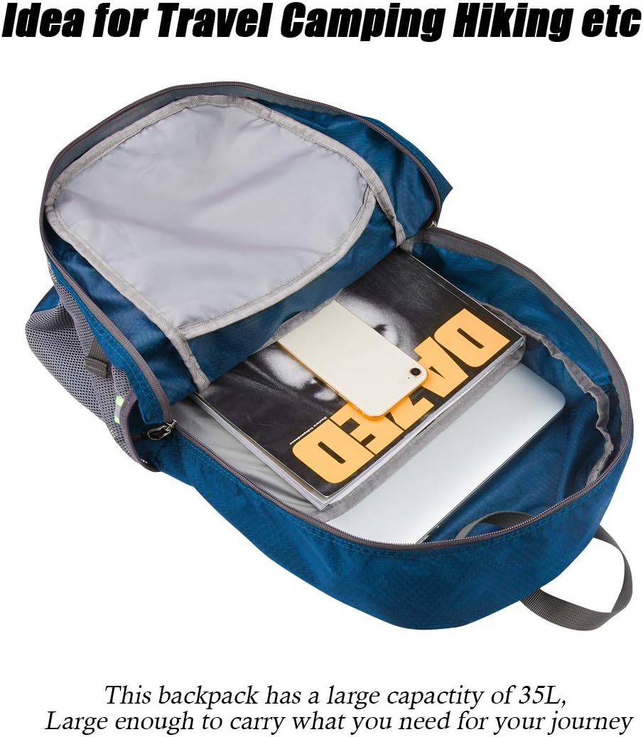 POKARLA 35L Hiking Backpack Lightweight Packable Water Resistant Travel Daypack