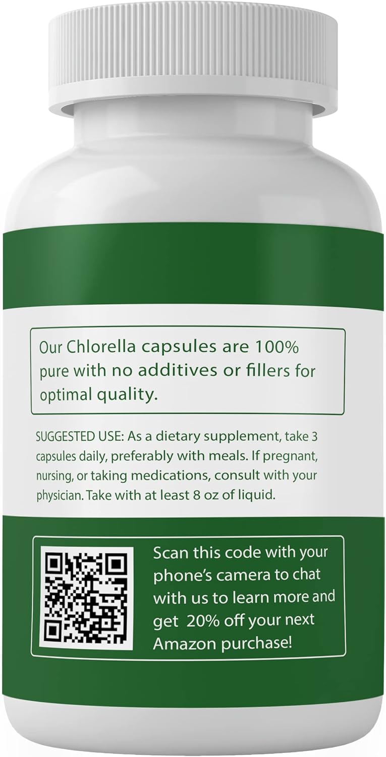 Pure Chlorella Capsules Natural, Gluten Free, Source of Chlorophyll : Health & Household