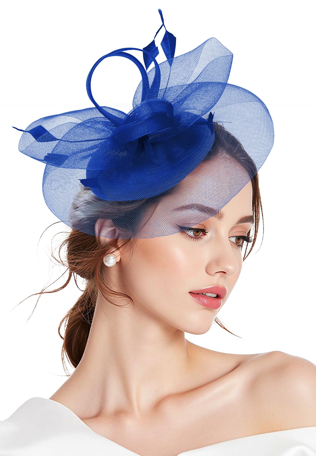 Zando 2025 Fascinators Hats for Women Ken-Tucky Derby Flower Tea Hat Mesh Feathers Headband Hair Clip for Wedding Cocktail