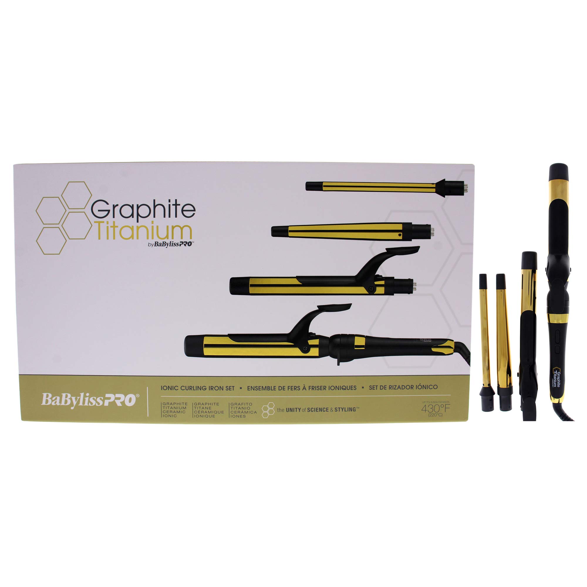 BaBylissPRO BGT4NUC Graphite Titanium 4-Piece Interchangeable Curling Iron Set