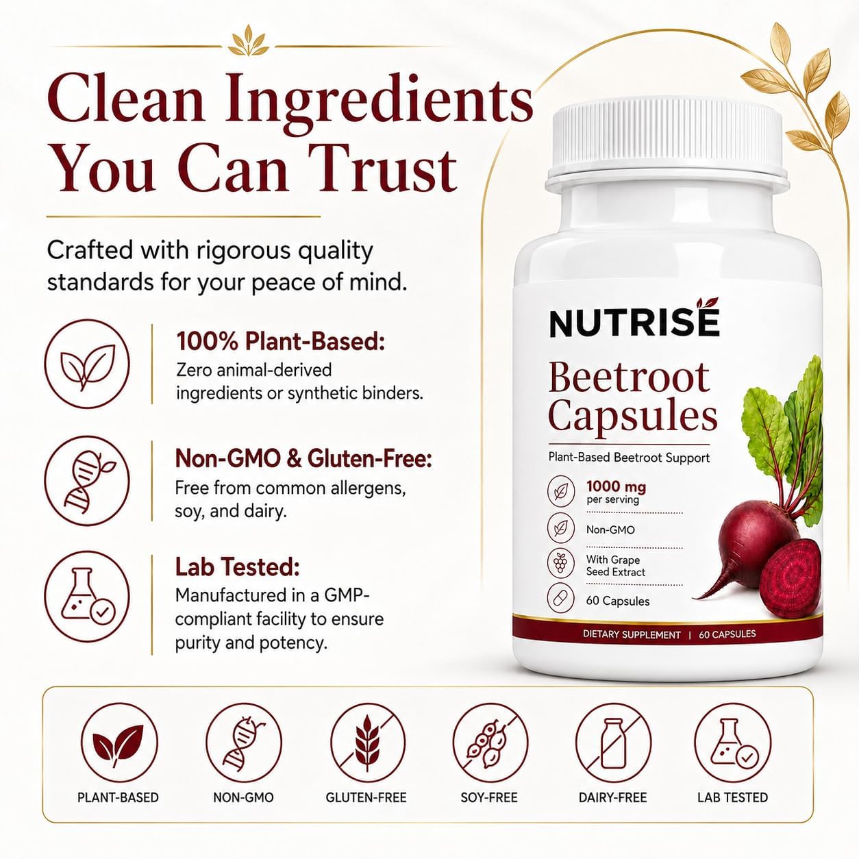 vitalleap Everhuman Beetroot, Nutrise Beetroot Capsules with Grape Seed Extract, Beet Root Supplement for Adults, 60 Capsules — Amazon image 6
