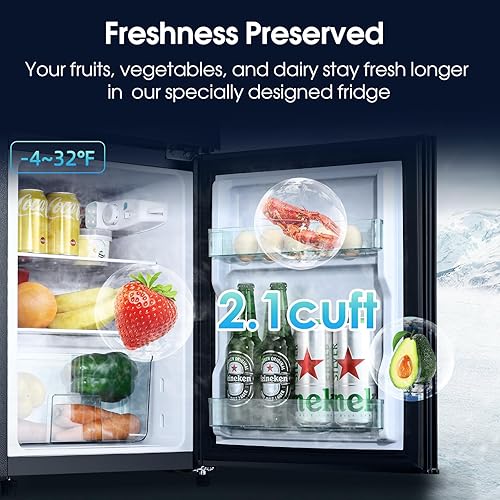 Miniatura 4 de Refrigerador de 3.2 pies cúbicos con congelador, refrigerador de doble puerta con congelador, control de temperatura, estantes ajustables,