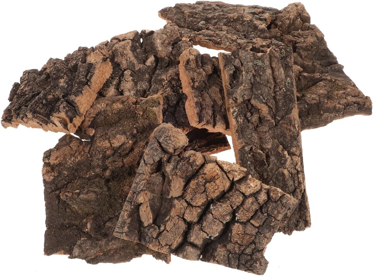 10 Pack Reptile Tree Bark Decor 3.93 X 3.54 X 0.19 in Cork Bark Platforms for Lizard Climbing Turtle Basking Platform Terrarium Decorations Habitat Accessory