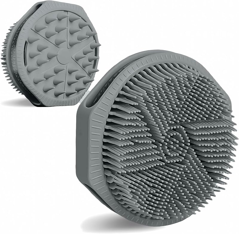 Escova de banho e corpo de silicone dupla face OTHIX cinza