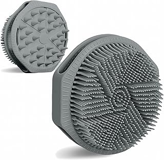 Silicone Body Scrubber, Dual-Sided Silicone Loofah for Shower, Exfoliating Body Brush Buffer Scrubber for Men and Women for All Skin, Fast-Drying Scalp Massager Lather Well&Easy to Clean (Gray)