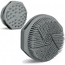 Silicone Body Scrubber, Dual-Sided Silicone Loofah for Shower, Exfoliating Body Brush Buffer Scrubber for Men and Women for All Skin, Fast-Drying Scalp Massager Lather Well＆Easy to Clean (Gray)
