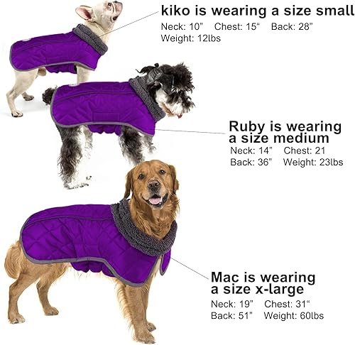 Miniatura 7 de Fragralley Abrigos cálidos para perro, chaqueta de invierno para perro con acolchado grueso, ropa para perro resistente al viento para clima frío,