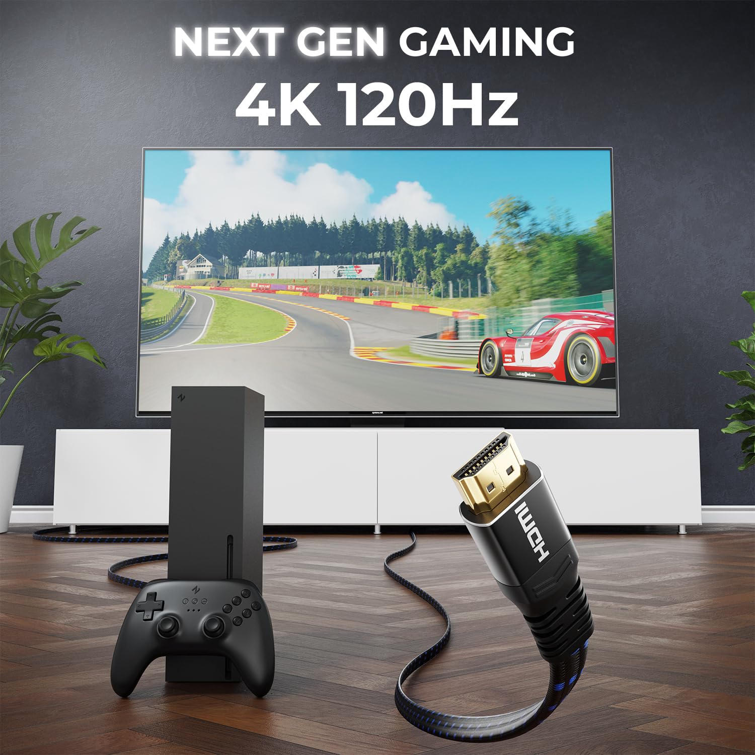 deleyCON 2m Câble HDMI 2.1 8K Plat - pour TV, Moniteur, PS4, PS5, Xbox, Barre de son Dolby Atmos EARC, HDR10+ VRR - 48Gbps Câble Ultra High Speed - 10K/8K@60Hz, 4K@120Hz/144Hz, 2K@240Hz