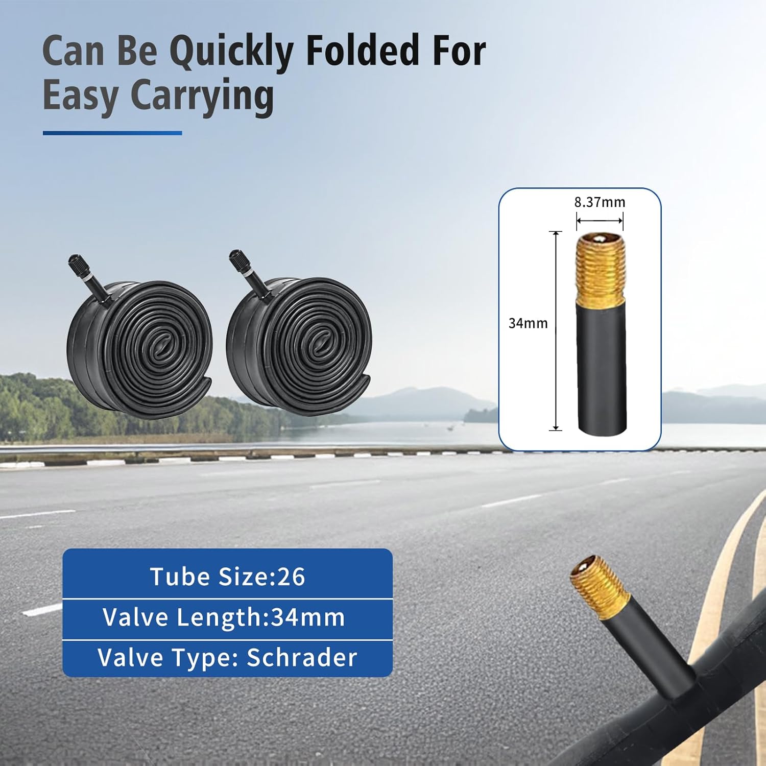 26X1.75 Bicycle Tire/24x1.75 Bike Tires Replacement Kits 2 Pack, HUIOK 24/26 Inch Folding Bike Tires Replacement with 2 Tubes and 2 Levers