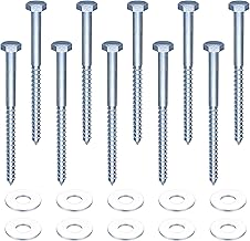 10 Pcs M10 Coach Screws for Wood, Hexagonal Head Screws, Self-Tapping Screws, Wood Screws with Washers for TV Stand Platform (M10 x 140 mm)