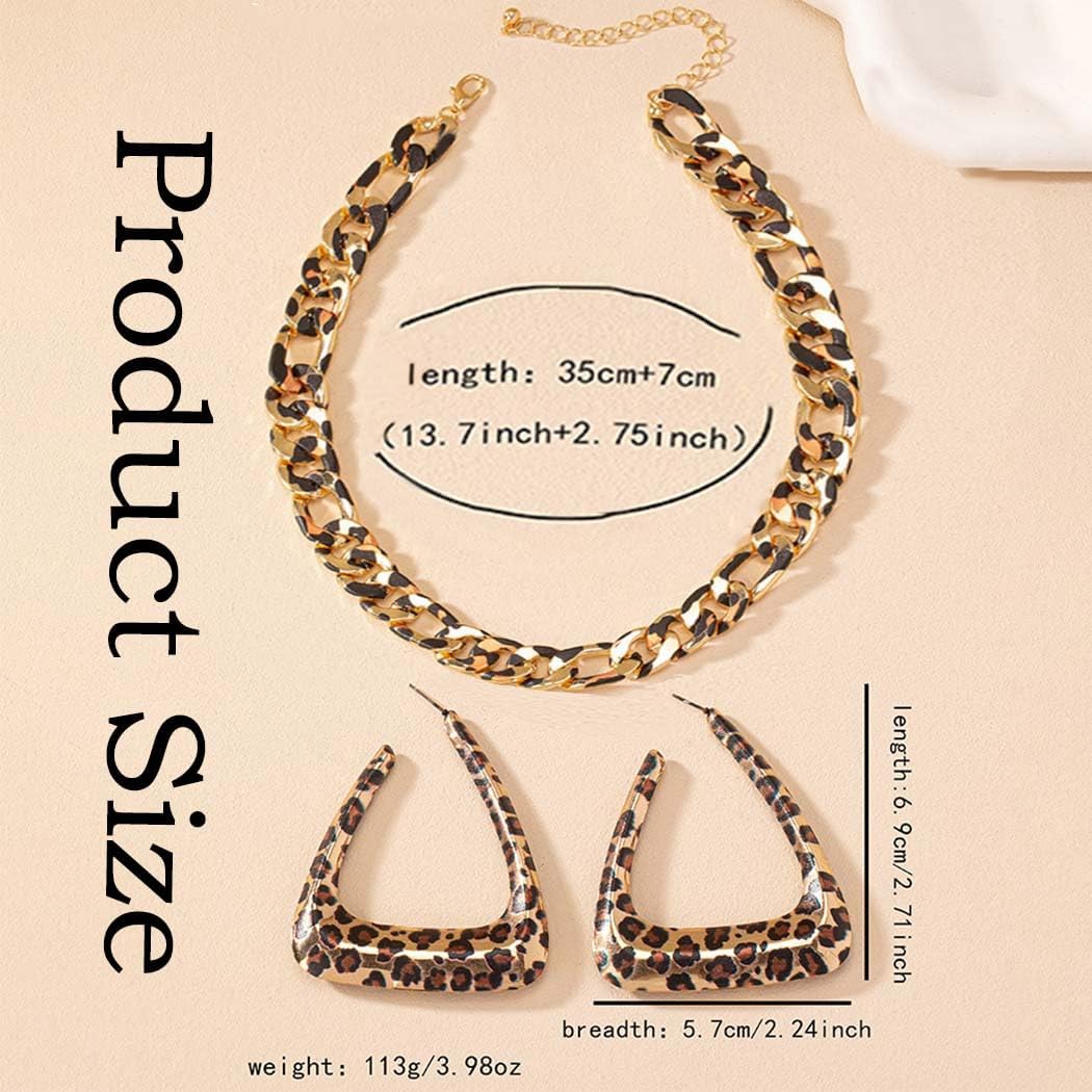 Gold Leopard Print Necklace & Earrings Set - Women's Modern Bohemian Jewelry for Casual Wear & Gifting - Image 6