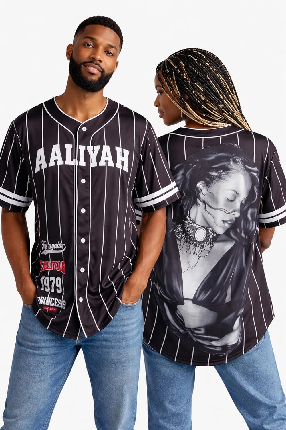 Aaliyah Unisex Baseball Jersey - Retro 90's R&B Concert Button Down Fashion Top Vintage Jersey T-Shirt for Men & Women (S-XL)